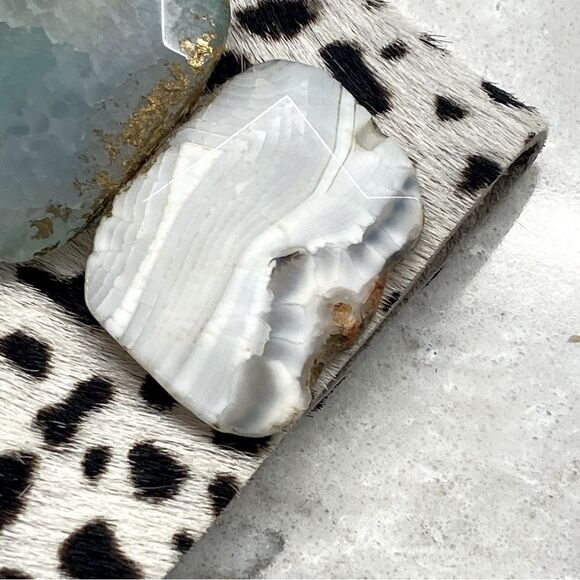 Gorgeous Animal Print Cuff Bracelet with Agates Texas Artisan Made - Picture 4 of 14
